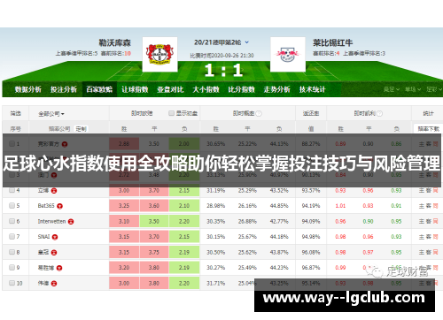 足球心水指数使用全攻略助你轻松掌握投注技巧与风险管理 足球心水指数使用全攻略助你轻松掌握投注技巧与风险管理